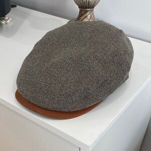 SONDRE Gray Wool Blend Newsboy Cap with Brown Brim PEAKY BLINDERS Irish Flat Cap